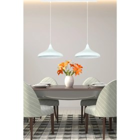 Resim Woodhub Ikili Champion Beyaz Iç Beyaz Sarkıt Lamba Yemek Masası Oturma Odası Mutfak Salon Otel Café 