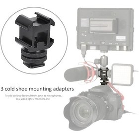 Resim Konesam Alüminyum Çift Katlı 3lü Soğuk Ayaklı Montajlı Mikrofon, Işık, Monitör Tutucu Profesyonel Fotoğraf/makine Aparatı 