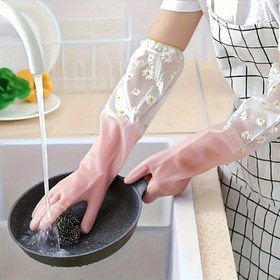 Resim 2 adet Jel Renkli Bulaşık Eldiveni, Ev Temizliği için Kaymaz Kalın Eldivenler, Kauçuk Mutfak Yıkama, Kalın Koruma, Dayanıklı, Mutfak için Uygun 2-8 adet Eldiven 
