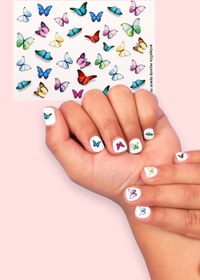 Resim Çok Renkli Kelebek Kız Çocuk Tırnak Sticker - Çok Renkli / Tek Ebat 