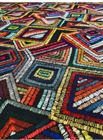 Resim Eys Renkli Kilim Desenli Dijital Baskılı Döşemelik Kumaş 