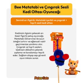 Resim PetzzCats Bee Matatabi ve Çıngırak Sesli Kedi Oltası Oyuncağı Mavi 42 Cm 