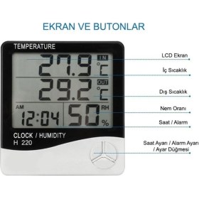 Resim H220 Iç Ortam Nem ve Sıcaklık, Dış Ortam Sıcaklık Ölçer Htc-2 
