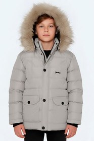 Resim Slazenger NAPOLI Unisex Çocuk Kapüşonlu Şişme Gri Mont & Kaban 