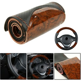 Resim İğne ve İplikli Akçaağaç DIY Araba Kamyon Direksiyon Kılıfı, Yumuşak, Kaymaz, Rahat 7-38cm Dış Çaplı Direksiyon, Direksiyon Etrafında Ekstra Konfor Sağlar 