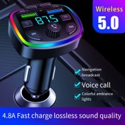 Resim Kablosuz Araba Stereo MP3 Çalar EQ, Akıllı Tune Equalizer, Renkli Ambient Işıklar, Çift USB 3.1A PD Hızlı Şarj, FM Verici, Araba Fişi, Çalışma Gerilimi ≤36V - Batarya Gerekmez 