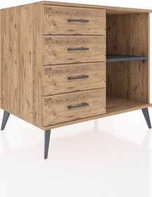 Resim Kronos Şifonyer Tek Raflı 4 Çekmeceli 88x59x80 Çam-antrasit/çam Antrasit/çam 