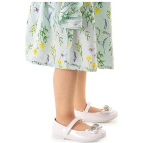 Resim Kiko Kids Papyon Taşlı Cırtlı Kız Çocuk Babet Ayakkabı 254 Cilt Beyaz 001 