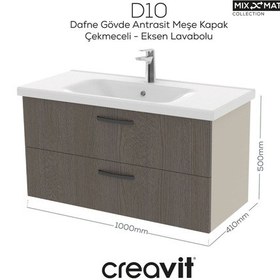 Resim Creavit D20 100 Cm İki Çekmeceli Lavabo Dolabı Dafne Melamin Kapak Demonte Dafne 