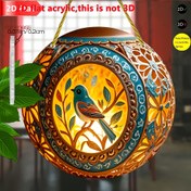 Resim Bohem Vintage Kristal Etkili Akrilik Duvar Feneri - 20.32x20.32 cm Renkli Kuş ve Çiçek Desenli Şeffaf Yuvarlak Asma Dekor, Elektrik Gerektirmez İç/Dış Mekan Ev, Bahçe, Yatak Odası, Oturma Odası, Pencere Süsü, Boho Şık Dekor, Işıklı Dekorasyon, 2D Düz 