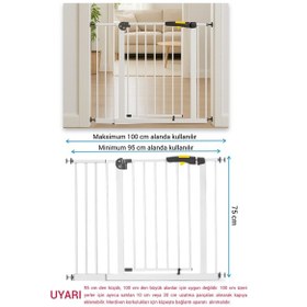 Resim Pro 95-100 Cm Çocuk Güvenlik Kapısı, Merdiven Kapısı Ve Korkuluk, Beyaz 