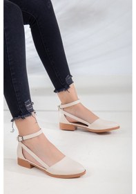 Resim Rayna Kısa Topuk Cilt Ayakkabı Bej 