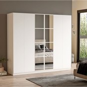 Resim Robinhome Robin Home Montana 6 Kapaklı Aynalı Gardırop Elbise Dolabı Mo3-W 
