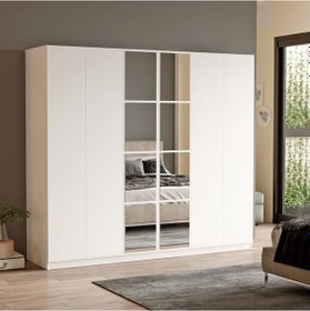 Resim Robinhome Robin Home Montana 6 Kapaklı Aynalı Gardırop Elbise Dolabı Mo3-W 