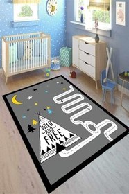 Resim Cotton Şönil Kaymaz Tabanlı Yıkanabilir Antibakteriyel Dijital Baskı Çocuk Halısı, CK-10175B-CTN-80X150 
