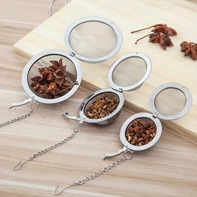 Resim 3 Adet Paslanmaz Çelik Çay Filtresi Seti - Gevrek Yaprak, Baharat ve Çorba Sosları için Yuvarlak Fileli Top - Zincir ve saç tokası ile Kolay Demleme ve Demleme için Temel Mutfak Aracı 