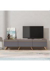 Resim Bmdekor Tv Sehpası Asil Antrasit Meşe 180 Cm 