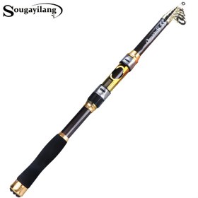 Resim Kualite İnşaatı] Sougayilang Ultrahafif Karbon Fiber Spinning Balıkçılık Kamışı - Taşınabilir, Orta Eylem, 204.83-299.92cm Uzatılabilir Uzunluk, Siyah & Altın Konforlu Tutma Sapı - Tüm Balıkçılar İçin İdeal 