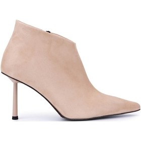 Resim Tamer Tanca Kadın Hakiki Deri Bej Topuklu Bot 1138 5109 Bn Bot Sk25-26 Bej Mts Suet Bej 