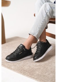 Resim Garantili D0703 Günlük Ortopedik Kadın Sneaker Spor Ayakkabı Siyah 