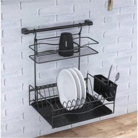 Resim Tekno Trust Home Borulu Askılı Bardaklık Tabaklık Bulaşıklık Mat Siyah 