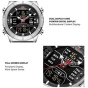 Resim Yingfu Navıforce 9153 Erkek Kuvars Saat, 2 Zamanlı, Gece Parlayan, Su Geçirmez Paslanmaz Çelik Bant Çok Renkli 