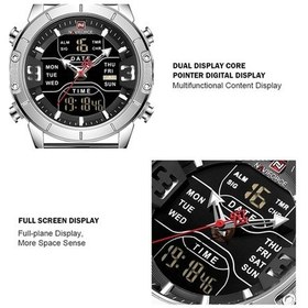 Resim Yingfu Navıforce 9153 Erkek Kuvars Saat, 2 Zamanlı, Gece Parlayan, Su Geçirmez Paslanmaz Çelik Bant Çok Renkli 