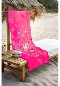 Resim Dijital Baskı Plaj Deniz Havlusu Hamsa Lotus Mandala Desenli Peştamal Hvl0218 Renkli 