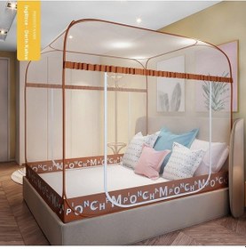 Resim Montaj Gerektirmeyen Yurt Cibinlik Ev Desteği Olmadan Katlanabilir Düşme Önleyici 1.5 M 1.8 Yatak Kalınlığı Şifreleme Kahverengi 