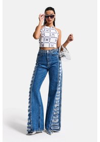 Resim Itsbasic Kadın Mavi T-9s6-4 Flare Fit Özel Tasarım Denim Jean 