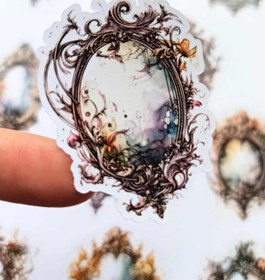 Resim 10 Adet Vintage Gothic Ayna Sticker Bullet Journal Scrapbook Laptop Sticker 