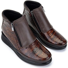 Resim Tamer Tanca Kadın Hakiki Deri Kahverengi Kroko Casual Bot 1065 203-515-01 Bn Bot Sk24-25 Kahve Kroko Kahve 