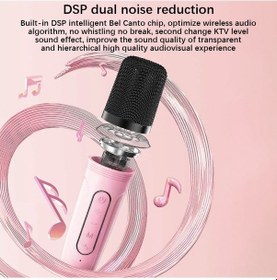 Resim Didadodo Taşınabilir Bluetooth Karaoke Mikrofonlu Hoparlör - Renkli Led Işıklı, 5w Ses Gücü, Kablosuz Mikrofon Seti, Renkli Aydınlatmalı 