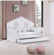 Resim Yavrulu Karyola, Bello Yavrulu Montessori Yatak Pembe-90 X 190 