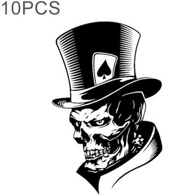 Resim Sones 10 Adet Joker İskelet Kafatası Oyun Kartları Poker Canavarı Şapka Şeklinde Vinil Araba Çıkartması, Boyut: 11,3x17,6 Cm Siyah Diğer 