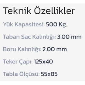 Resim İBTAŞ İBTAŞ 500 KG Yük Paket Eşya Kargo Malzeme Ürün Taşıma Arabası 55x85cm 