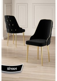 Resim Canisa Krax Serisi 1.sınıf Babyface Kumaş Yemek Odası Sandalyesi Gold Metal Ayak 6 Adet Siyah Sandalye Sandalye Siyah Ayaklar Gold 