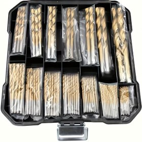Resim 50 adet 5 model her birinden 10 adet, 40 adet 5 model her birinden 8 adet, 30 adet 5 model her birinden 6 adet titanyum kaplamalı yüksek hız çeliği matkap ucu seti, altıgen saplı, düz spiral, yuvarlak bükümlü matkaplar metal, ahşap ve plastik için 