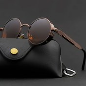 Resim Erkekler ve Kadınlar için Vintage Buhar Punk Moda Gözlükleri - Lüks Altın Metal Marka Tasarımcı ile Yuvarlak Çerçeve, Oval Gotik Retro Stil, Koruyucu Kılıf Dahil, Günlük Kullanım 