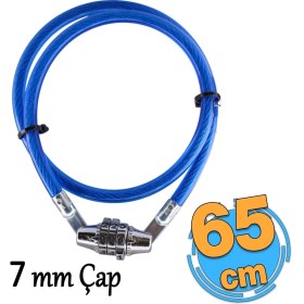 Resim 3b Trend Şifreli Bisiklet Motosiklet, Scooter Çelik Halat Kilidi 65 cm Çelik Kilit Çap 7 mm 