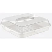Resim Kek Taşıma Kabı, Bpa Içermeyen Plastik, Saplı ve Kilitli Kek Fanusu, Taşınabilir ve Güvenli Saklama Çözümü (Kare) 