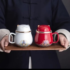 Resim 1 adet, Çin Tarzı Şanslı Kedi Çay Bardağı, Infüzyon ve Kapaklı Seramik Çay Bardağı, Su Bardakları, Yaz Kış İçecekleri, Doğum Günü Hediyeleri, Tatil Hediyeleri, Noel Hediyeleri, Yeni Yıl Hediyeleri 