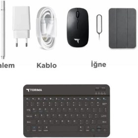Resim Torima Android Tablet Kalem Klavye Mouse Full Set SIM Kartlı BTK Kayıtlı 10.1 İnç T17 Pro Max Koyu Mavi 
