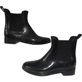 Resim Rain Shoes Kadın Plastik Kısa Lastikli Yağmur Çizmesi Ince Taban Siyah Renk 