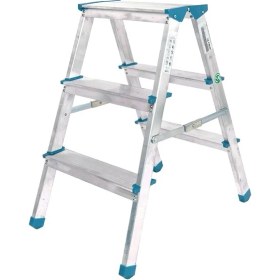 Resim Go İthalat 3+3 Çift Basamaklı Alüminyum Metal Merdiven Yükseklik = 69CM Baş Genişlik = 8cm (5224) 