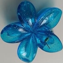 Resim Lotus Saç Tokası - Büyük Boy 8 cm, Tekli Saç Tokası, Lotus Çiçeği Tasarımı (Pırıltılı Mavi) 
