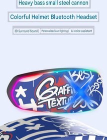 Resim Helmet Graffiti Motor Kask Kulaklık Rgb Modlu Su Geçirmez 6.0 Bluetooth Intercom Yenı Model 