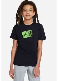 Resim Tshirthane Beast Mode Baskılı Unisex Çocuk Siyah T-Shirt 