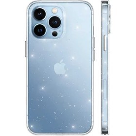 Resim Apple iPhone 13 Pro Kılıf Vixy Transparan Simli Görünüm Renksiz 