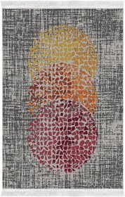 Resim Kaymaz Taban Djt Banyo Halı Star Pamuk Saçaklı Modern E4052 E4052P1-9, Krem-Oranj-Kırmızı, 80 x 120 